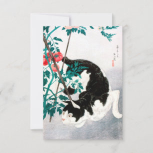 Convite Cat com Tomato Plant (1931) Hiroaki Takahashi