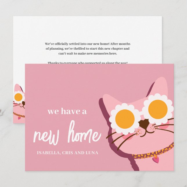 Convite Cat New House Moving Announcement Card (Frente/Verso)