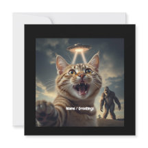 Cat Tomando Selfie com OVNI e Presente Engraçado d