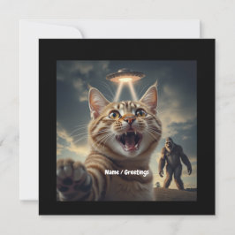 Convite Cat Tomando Selfie com OVNI e Presente Engraçado d