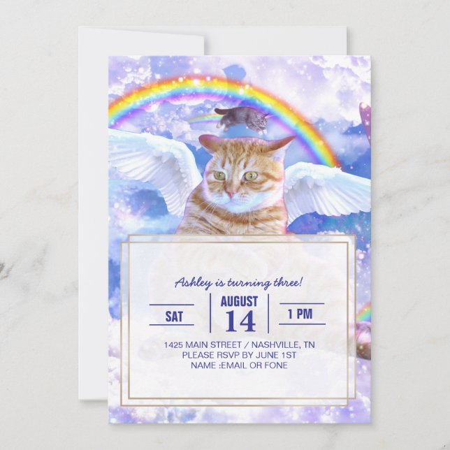 Convite Cat Unicorn - Caticorn (Frente)