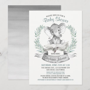 Convite Catálogo de Chás de fraldas de Elefante de Aquarel