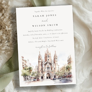 Convite Catedral de Barcelona Casamento por Aquarela Espan