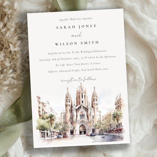 Convite Catedral de Barcelona Casamento por Aquarela Espan (Criador carregado)