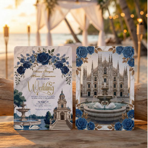 Convite Catedral Italiana Vintage e Casamento de Cisnes
