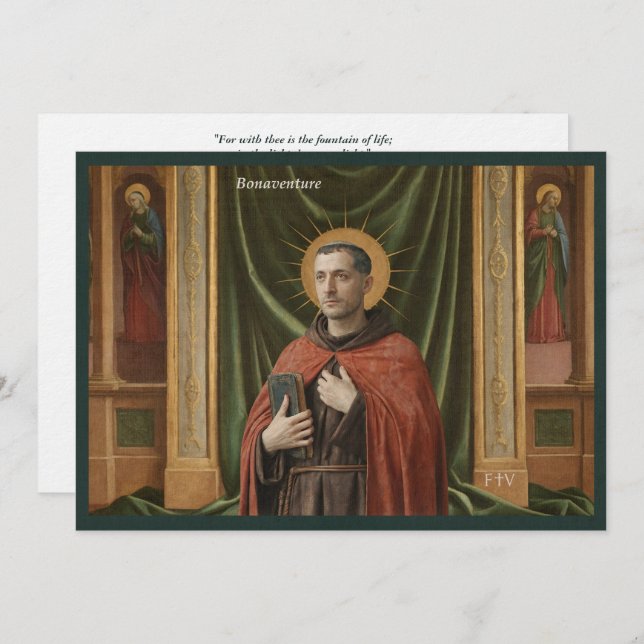 Convite Catholic Art Holy Card | Saint Bonaventure (Frente/Verso)