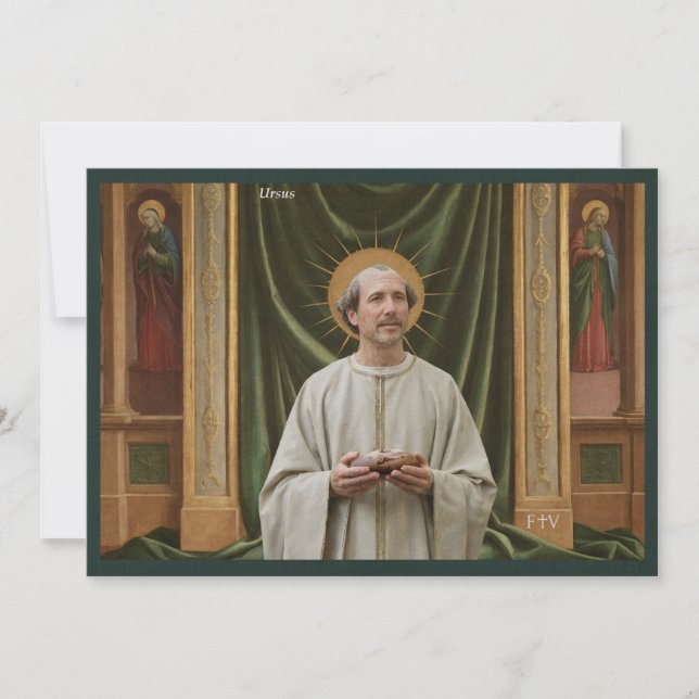 Convite Catholic Art Holy Card | Saint Ursus of Aosta (Frente)