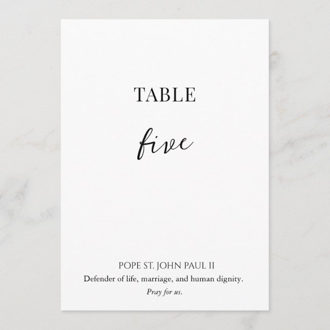 Convite Catholic Saint Wedding Table Number  (Frente)