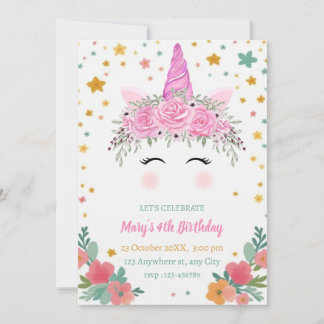 Convite Caticorn Birthday Invitation cati corn invite