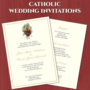 Convite Católica Floral Recepção de casamento de Marfim