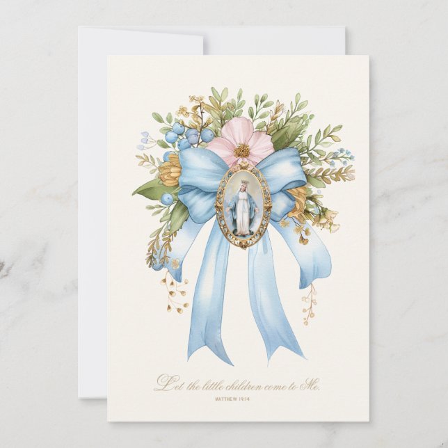 Convite Católico Batismo Floral Mary e Jesus (Verso)