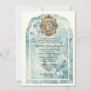 Convite Católico Batismo Natal Abençoado Mãe Jesus