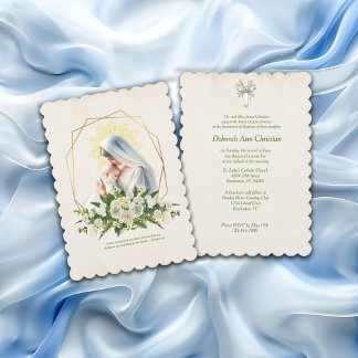 Convite Católico Batismo Natal Abençoado Mãe Jesus