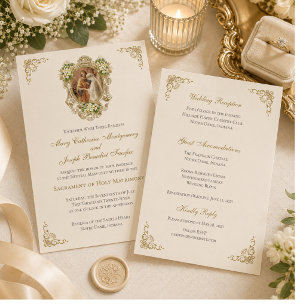 Convite Católico Casamento Jóia Preciosa Missa Nupcial 