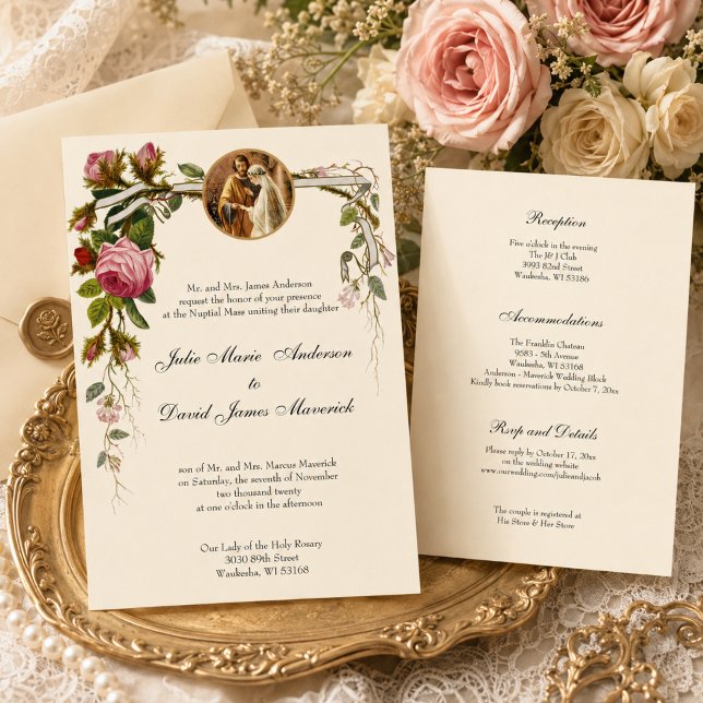 Convite Católico COMBO de Recepção de Casamento Elegante M (Criador carregado)