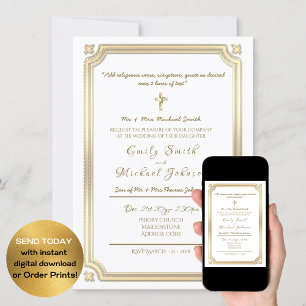 Convite Católico de Casamento - Formal - Com Vers