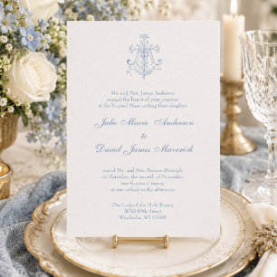 Convite Católico Elegante Religioso Casamento Maria