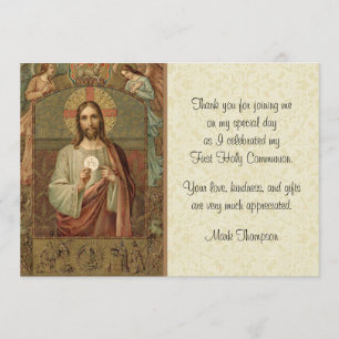 Convite Católico Jesus Angels Comunhão Obrigado