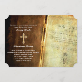Convite católico transversal Dourado do casamento