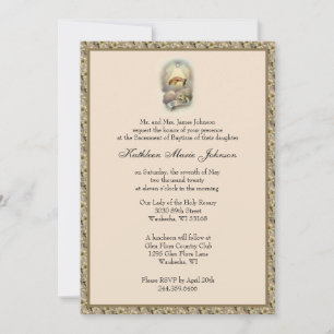 Convite Católico Vintage Baptism Christening Traditional 