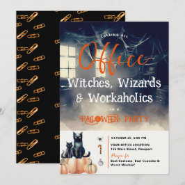 Convite Cats Corporativos do Office Party no Halloween