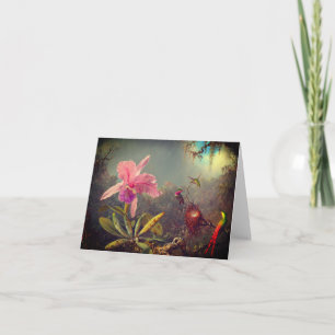 Convite Cattleya Orchid e Três Beija-flores Heade