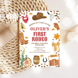 Convite Caubói de Rodeio Western Primeiro Rodeio Aniversár