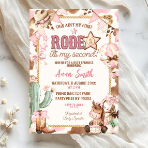 Convite Caubói Rosa Não é Meu Primeiro Rodeio Baby Sprinkl