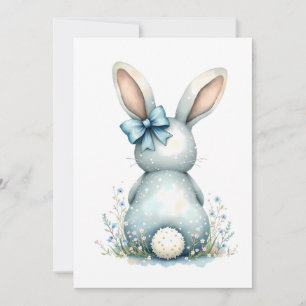 Convite Cauda de Coelho Azul Bunny Easter com Ovos