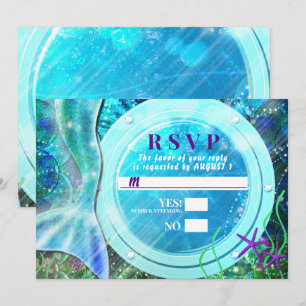 Convite Cauda de Sereia Magia Submarina Doce 16 RSVP 