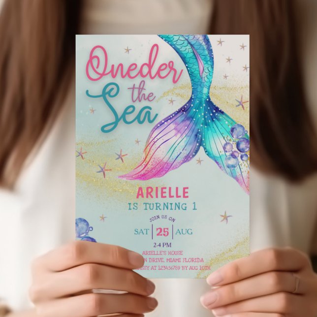 Convite Cauda de sereia sob o mar 1º aniversário (Criador carregado)