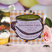 Cauldron Checkered Watercolor Halloween Party