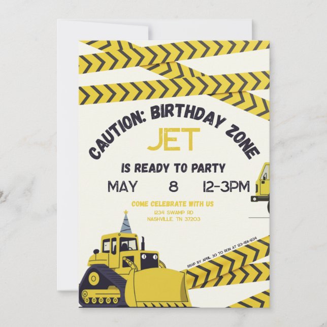 Convite Caution: Birthday Zone Invitation (Frente)