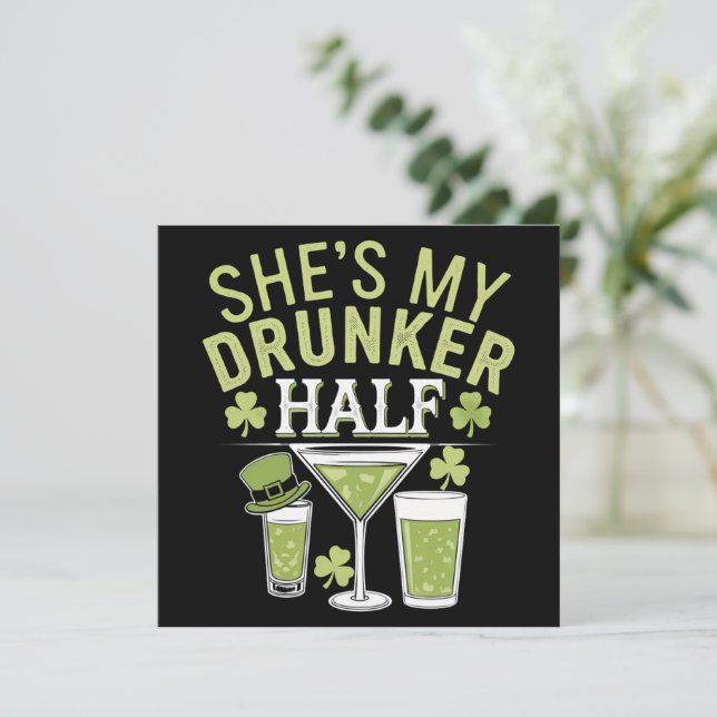 Convite Cava Meu Casal Bêbado Metade De Seus Patricks Corr (Em pé/Frente)