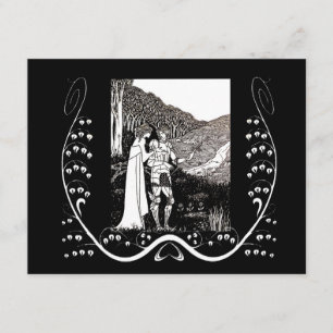 Convite Cavaleiro de Beardsley Nouveau & senhora Casamento