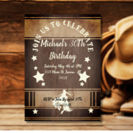 Convite Cavaleiro de pau selvagem, aniversário oeste