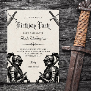 Convite Cavaleiros aniversário medieval