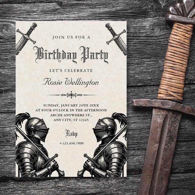 Convite Cavaleiros aniversário medieval (Criador carregado)
