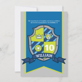 Convite Cavaleiros com escudo medieval crianças do 10º ani