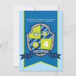 Convite Cavaleiros, escudo medieval, crianças 4 anos convi