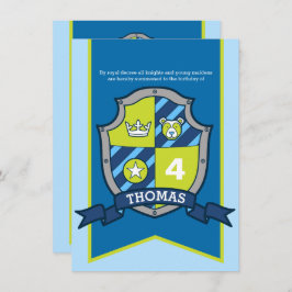 Convite Cavaleiros, escudo medieval, crianças 4 anos convi