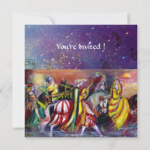 Convite CAVALEIROS, MÚSICA À NOITE, Faíscas Azuis Dourado