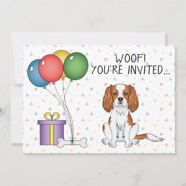 Convite Cavalier King Charles Spaniel Blenheim - Aniversár (Frente)
