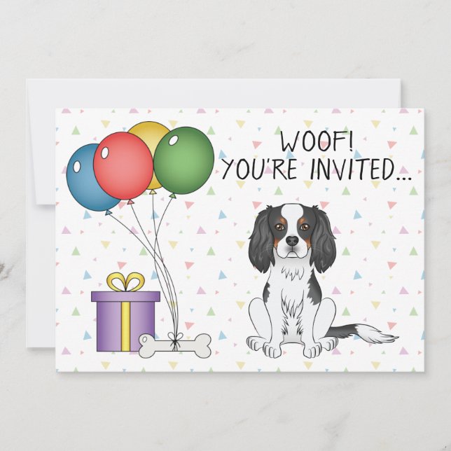 Convite Cavalier King Charles Spaniel Tricolor - Aniversár (Frente)