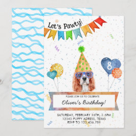 Convite Cavalier Spaniel Permite Festa de aniversário De C