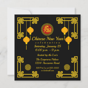 Convite Cavalo de Ano Novo Chinês Ornamental