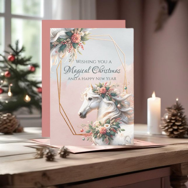 Convite Cavalo de Ano Novo de Natal Mágico (Enjoy this Festive Christmas design! )