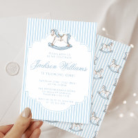 Cavalo de balanço azul-bonito com ponto no anivers