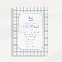Cavalo de Balanço Preppy Azul e Xadrez Verde-Babag