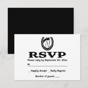 Convite Cavalo de Casamento RSVP Ocidental Preto Ferradura